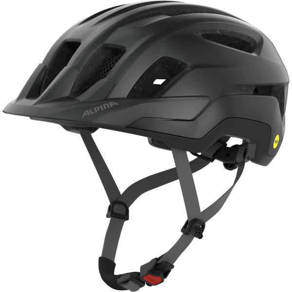 ALPINA HAGA Casco Da Bici Urbano Nero Opaco 55-59 Cm - Con Luce Integrata E Sistema Ergo Flex