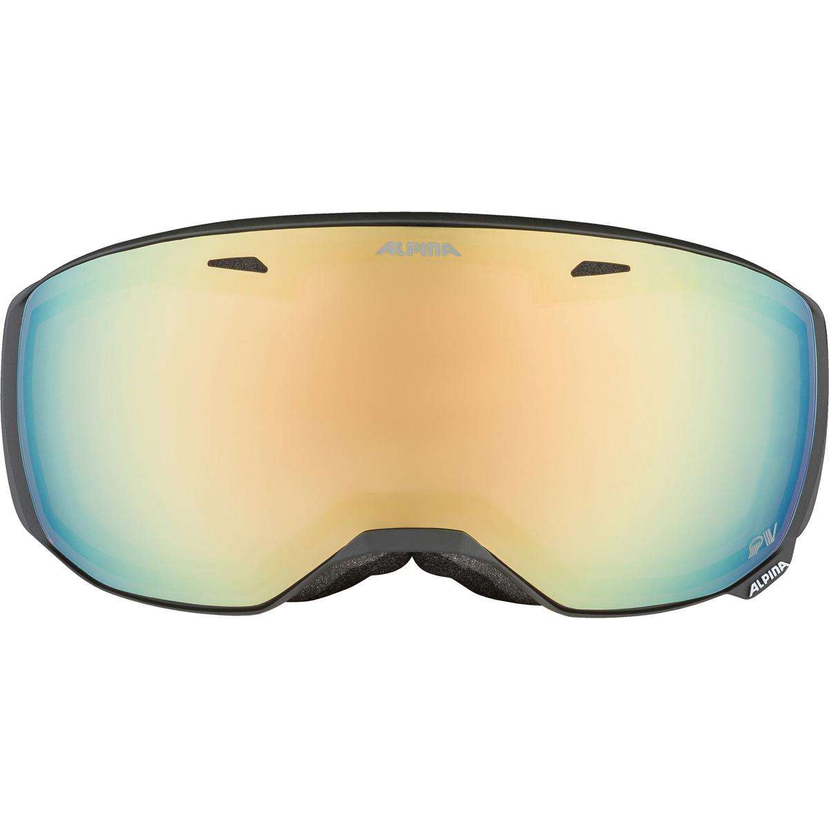 ALPINA Venet Maschera Da Sci Unisex – Lente Arancione Effetto Illuminante, Doppia Lente Antiappannamento, Compatibile Con Caschi, Adatta A Occhiali